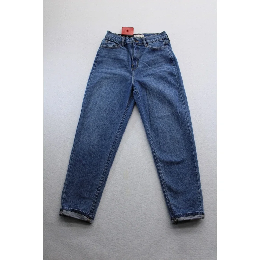 Women's High Rise Tapered Jeans Size 5 Blue Denim Mom Jeans High Waist